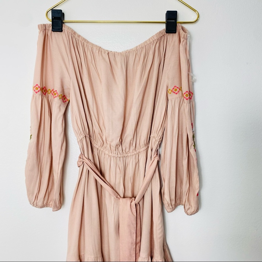 Feathers nyc punk pastel dress made in india floral embroidered